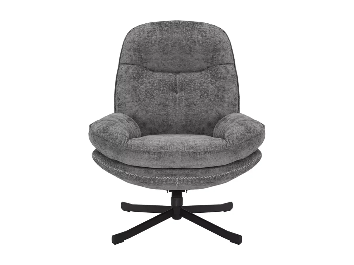 Sillón giratorio 360° de tela gris sin reposabrazos ZALKA color gris