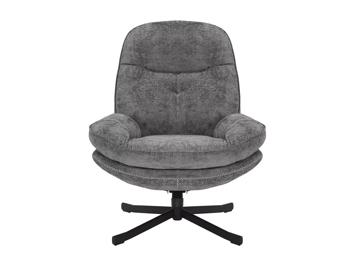 Sillón giratorio 360° de tela gris sin reposabrazos ZALKA color gris