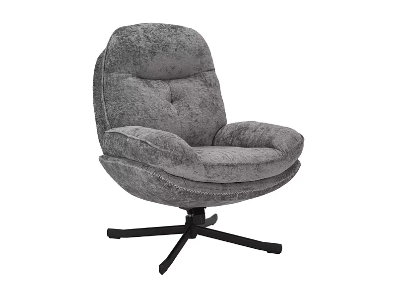 Fauteuil pivotant à 360° moelleux en tissu gris sans accoudoirs couleur gris ZALKA