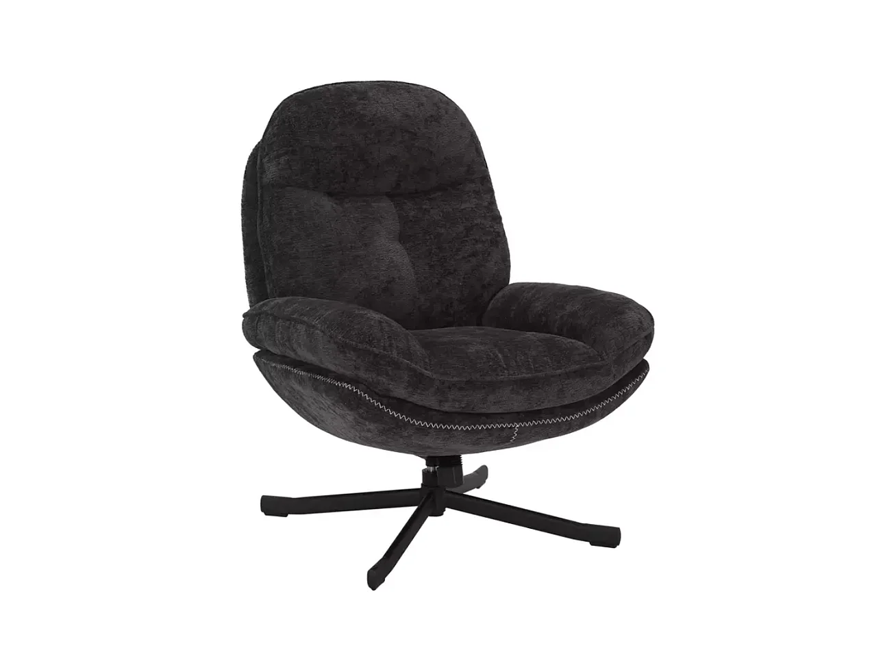 Fauteuil pivotant à 360° en tissu moelleux sans accoudoirs couleur noir ZALKA