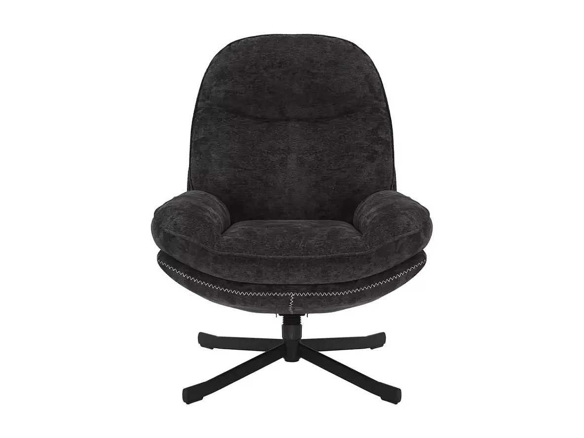 Sillón giratorio ZALKA negro 360° de tela suave sin reposabrazos