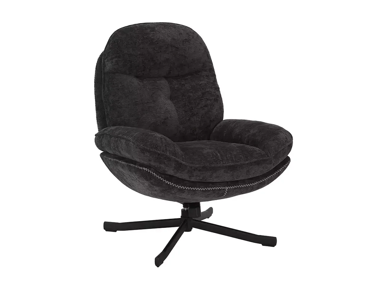 Sillón giratorio ZALKA negro 360° de tela suave sin reposabrazos