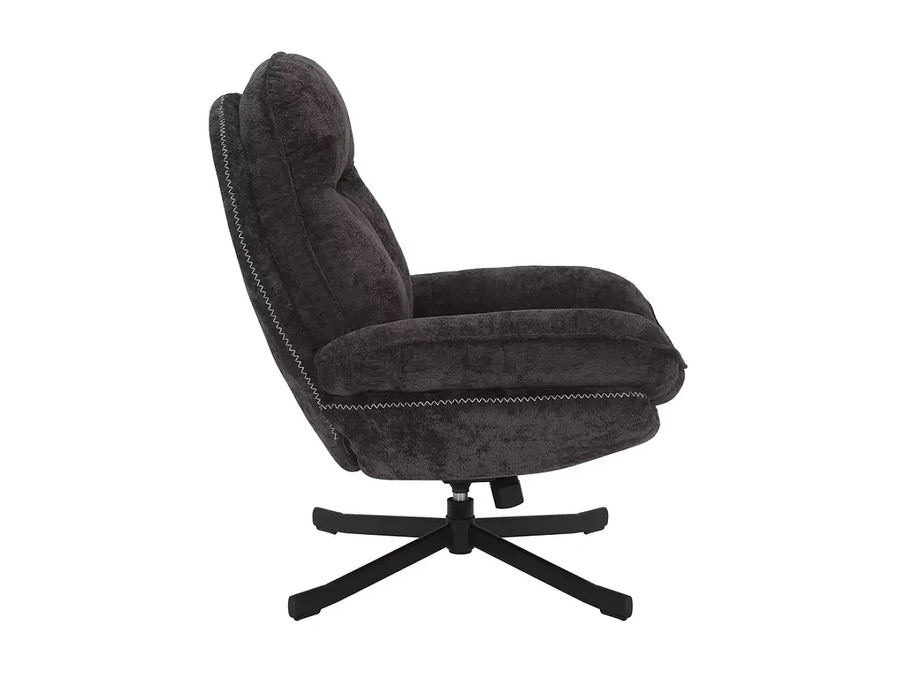 Sillón giratorio ZALKA negro 360° de tela suave sin reposabrazos