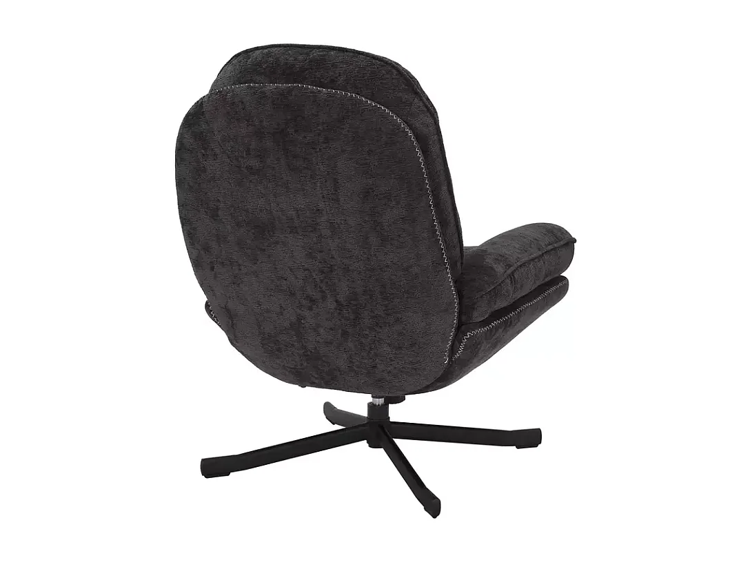 Sillón giratorio ZALKA negro 360° de tela suave sin reposabrazos
