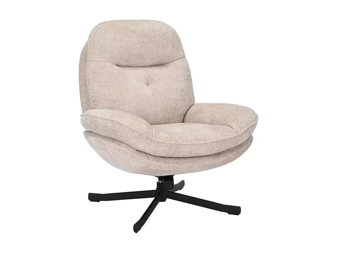 ZALKA beige poltrona girevole a 360° in morbido tessuto senza braccioli