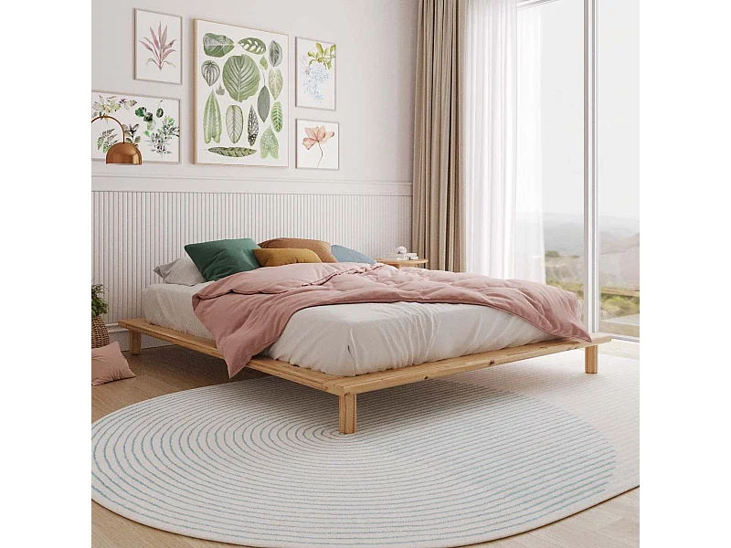 Lit 2 places futon 140x200 cm bois massif blanc PAOLO