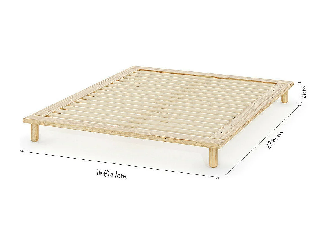 Lit 2 places futon 160x200 cm bois massif bois naturel PAOLO