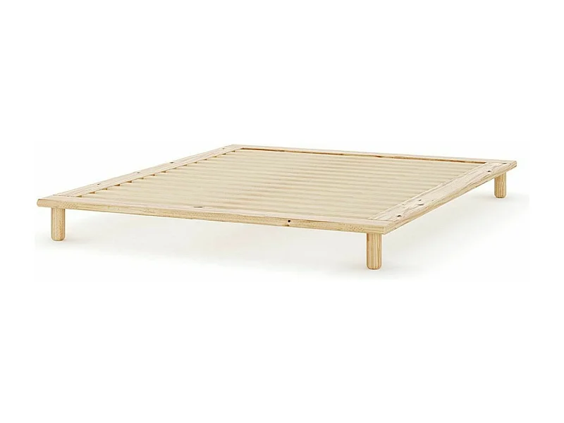 Lit 2 places futon 160x200 cm bois massif bois naturel PAOLO