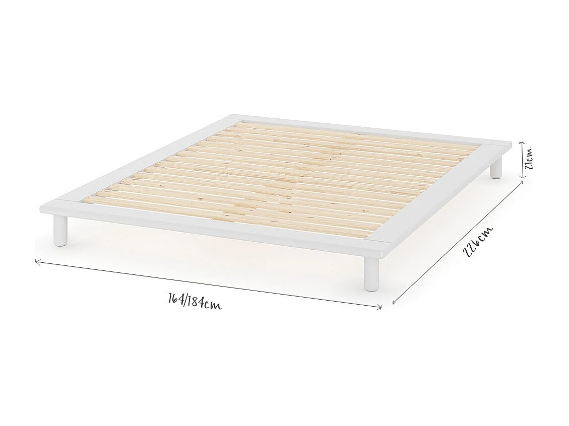 Pack lit 2 places futon avec matelas 140x200 cm bois massif blanc PAOLO
