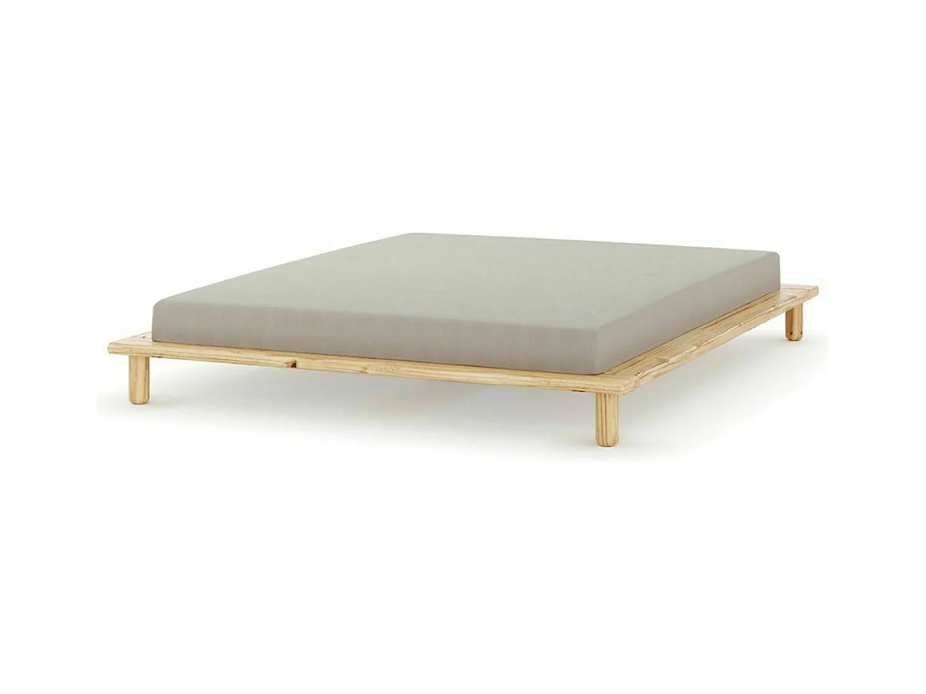 Pack lit 2 places futon avec matelas 160x200 cm bois massif bois naturel PAOLO