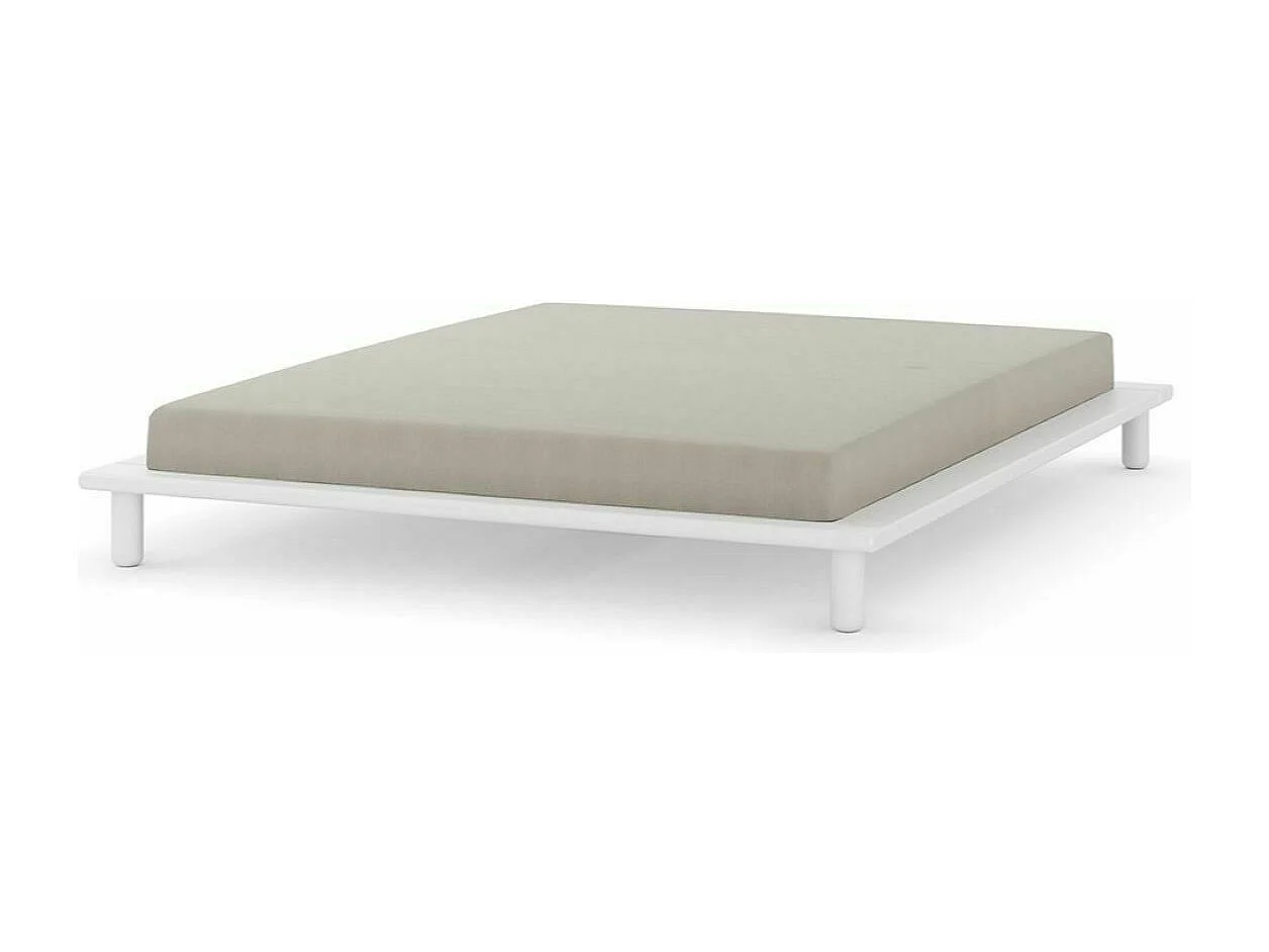 Pack lit 2 places futon avec matelas 160x200 cm bois massif blanc PAOLO