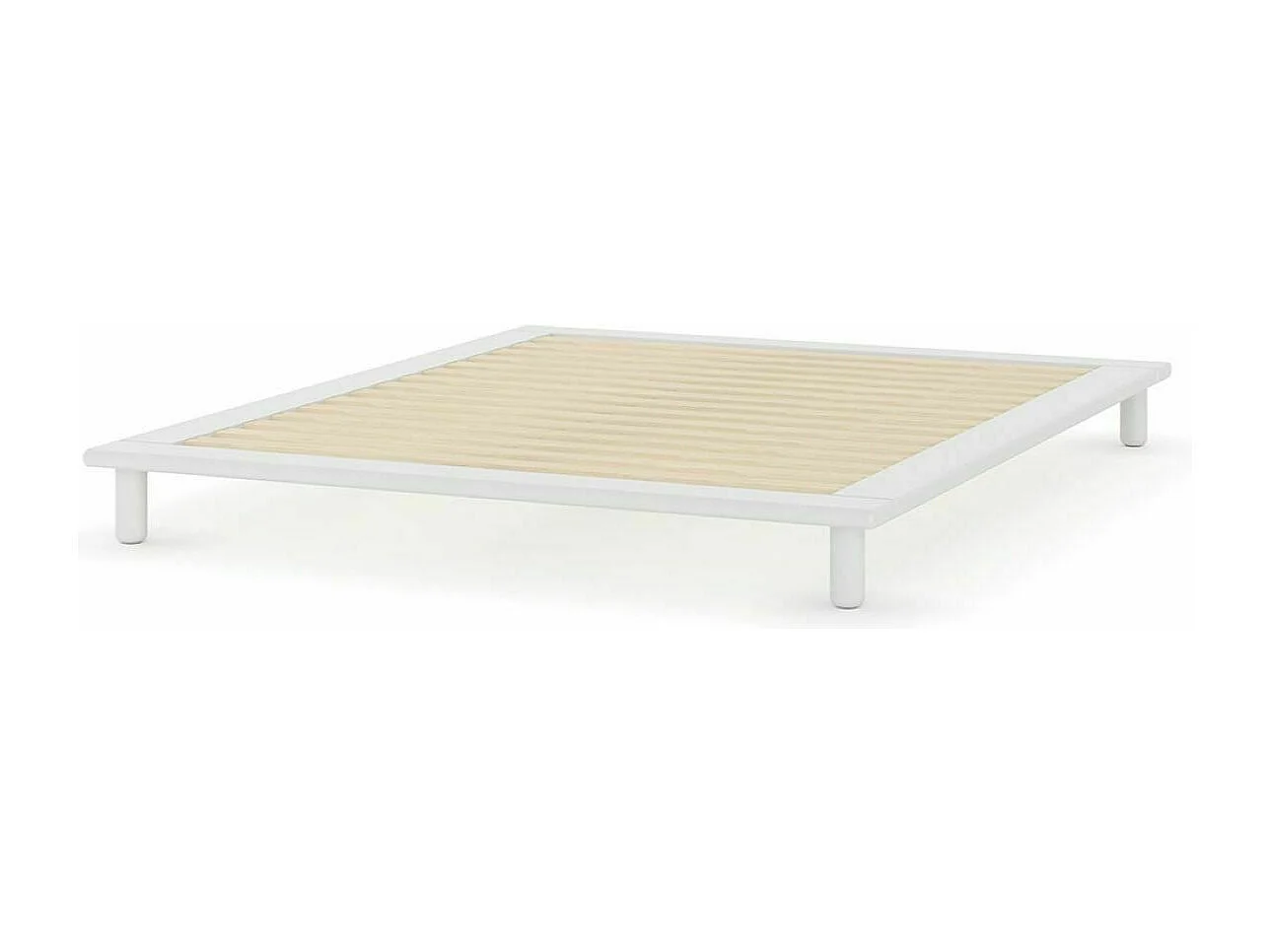 Pack lit 2 places futon avec matelas 160x200 cm bois massif blanc PAOLO