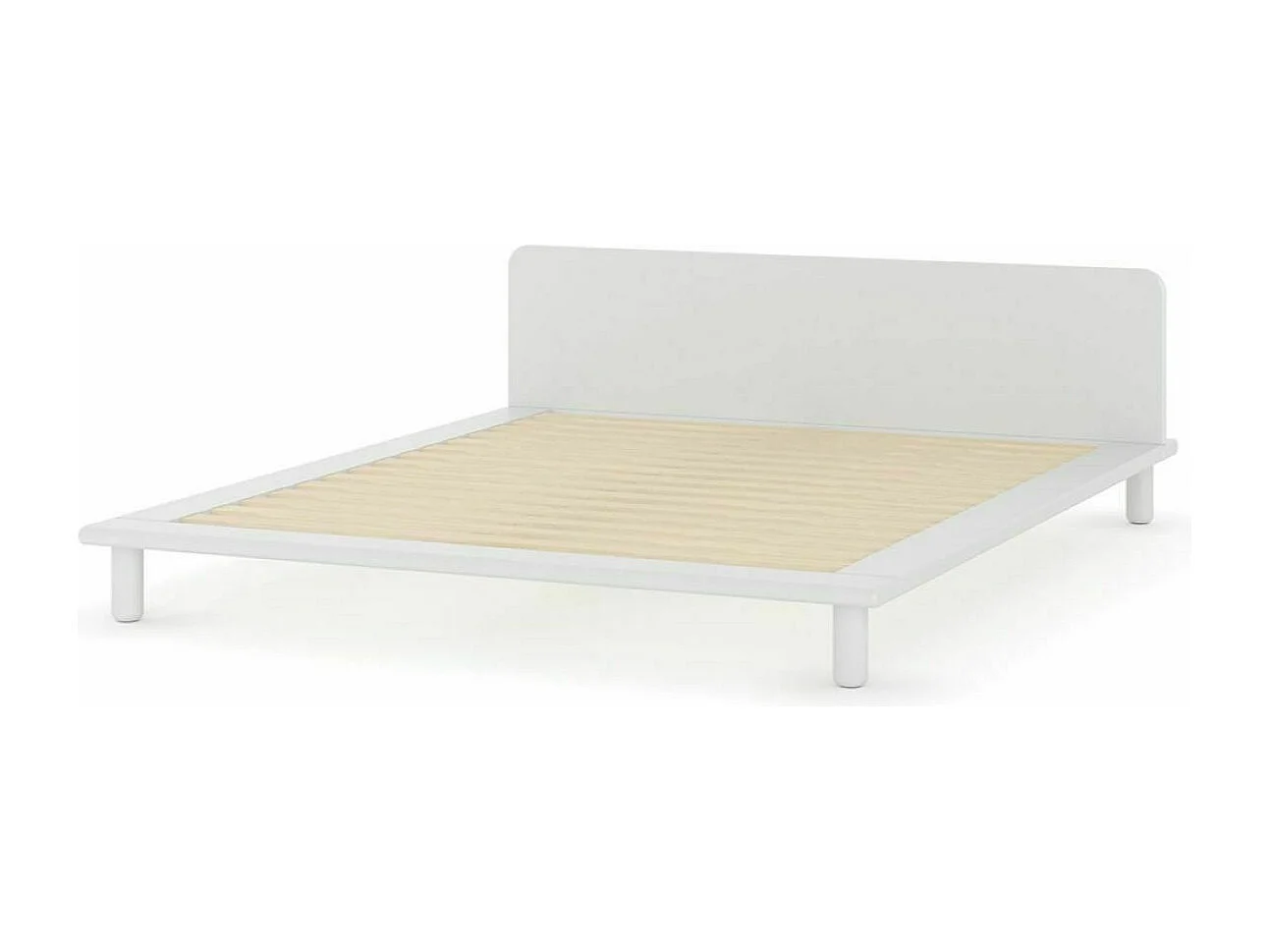 Lit 2 places avec tête de lit 140x200 cm bois massif blanc PAOLO