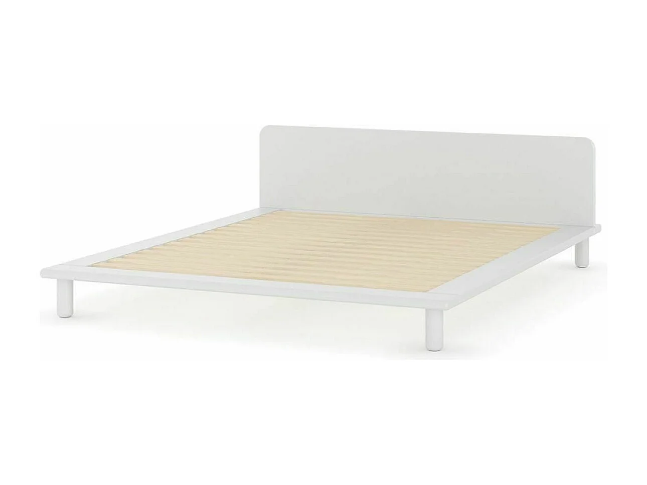 Lit 2 places avec tête de lit 160x200 cm bois massif blanc PAOLO