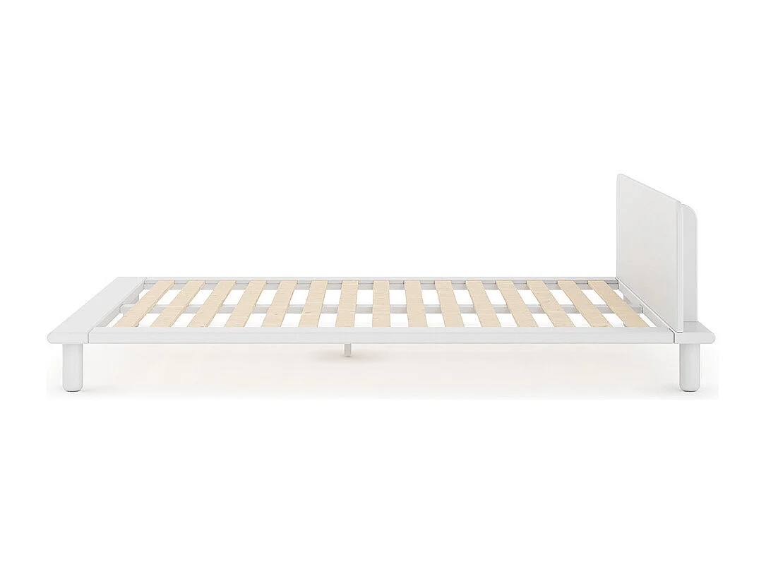 Lit 2 places avec tête de lit 160x200 cm bois massif blanc PAOLO