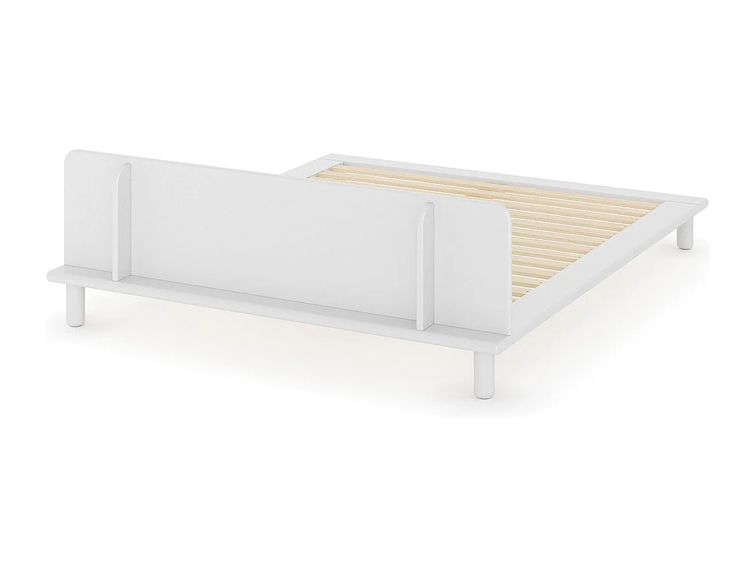 Lit 2 places avec tête de lit 160x200 cm bois massif blanc PAOLO