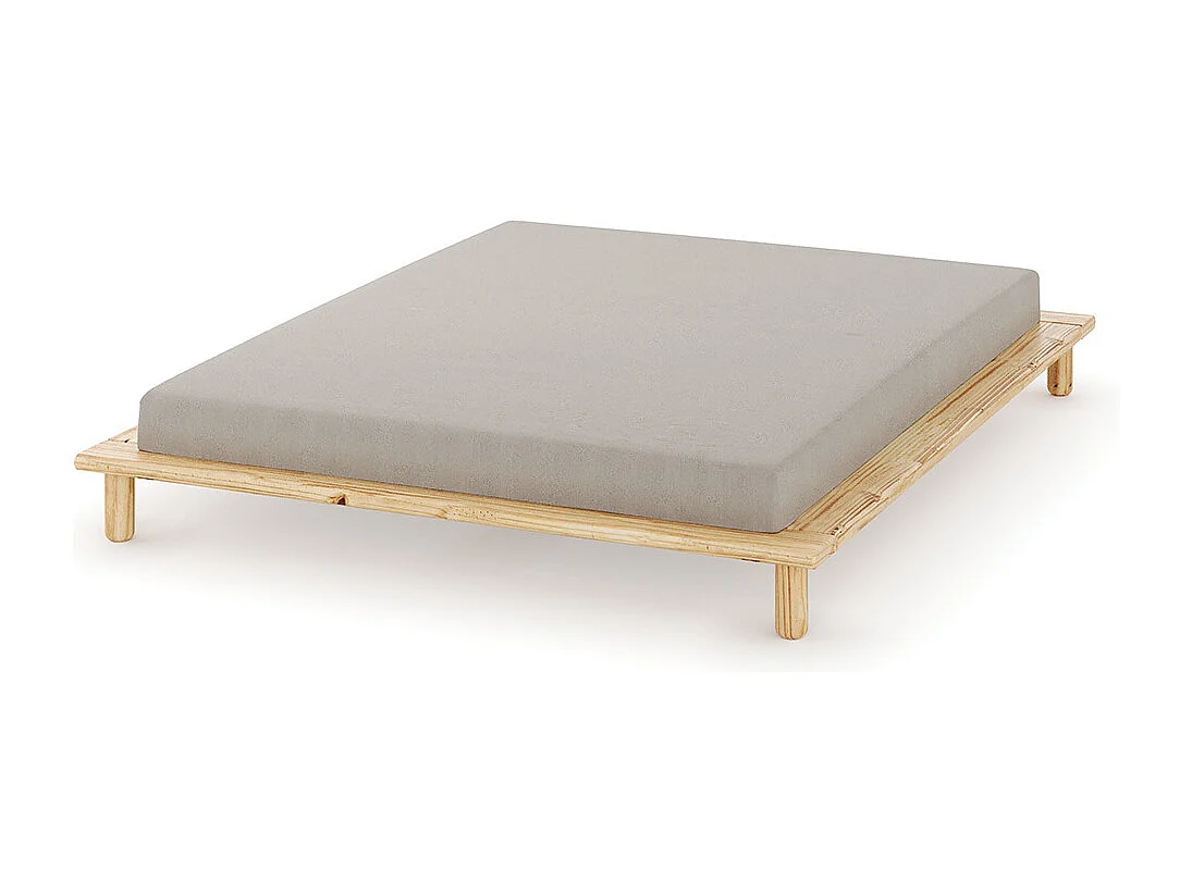 Pack lit 2 places futon avec matelas 140x200 cm bois massif bois naturel PAOLO