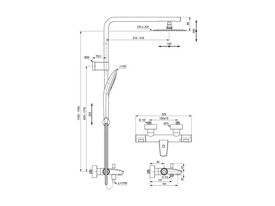 Colonne bain douche thermostatique IDEAL STANDARD téléscopique Ceratherm T100 + Nettoyant BRIOCHIN Ecocert