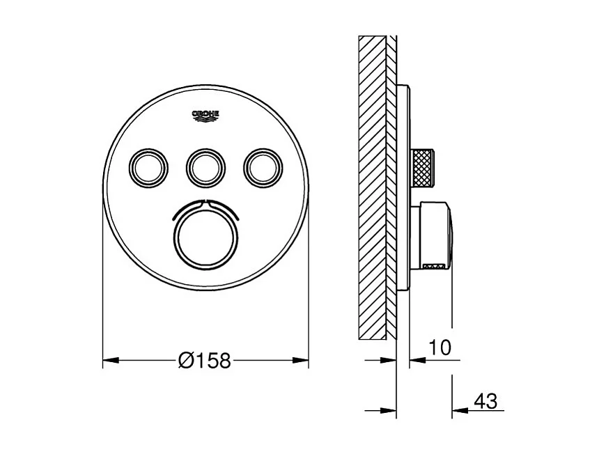 GROHE - Mezclador empotrado Grohtherm SmartControl 3 salidas