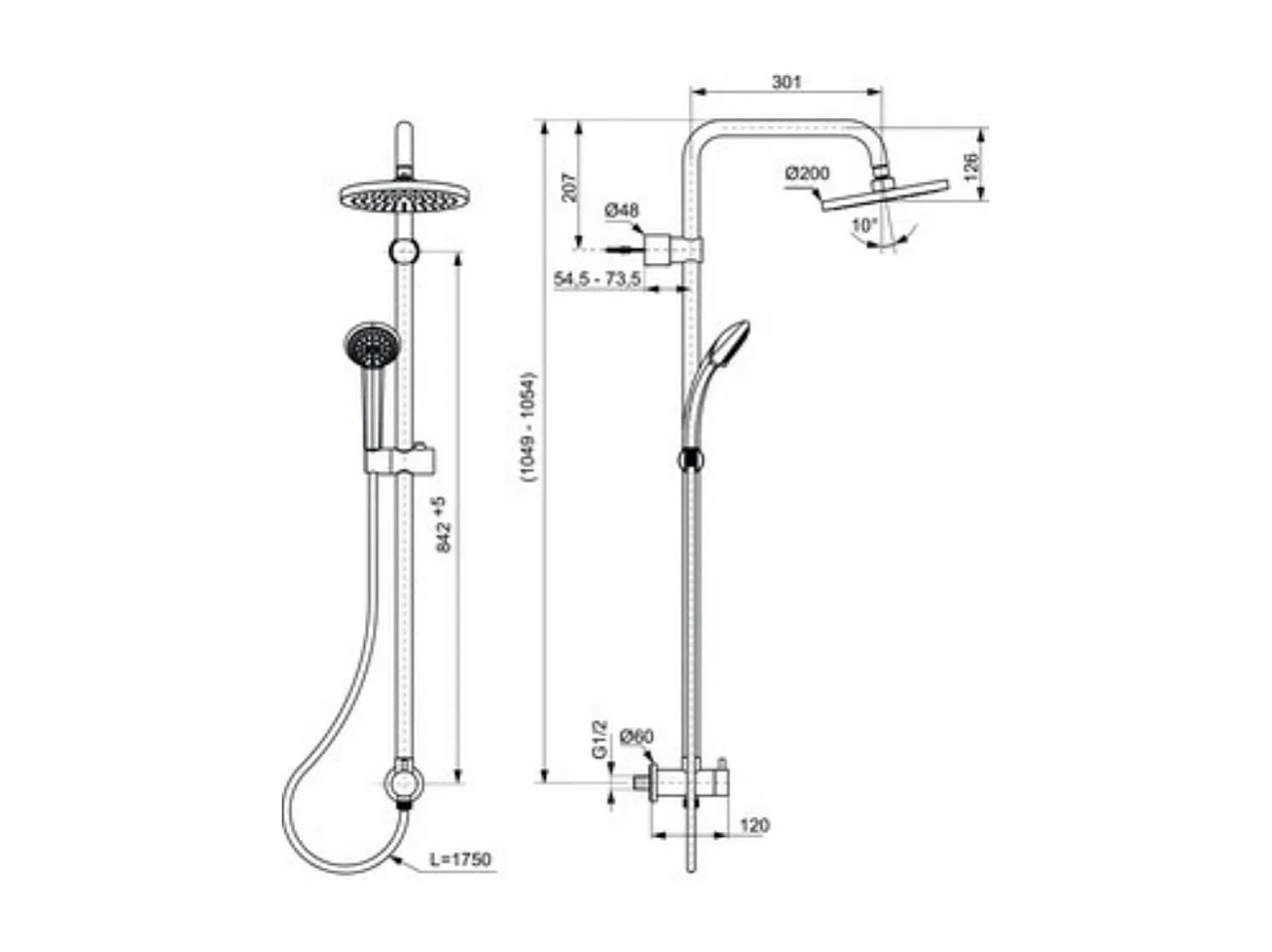 Colonne douche IDEAL STANDARD encastrée Idealrain chrome + Nettoyant BRIOCHIN Ecocert