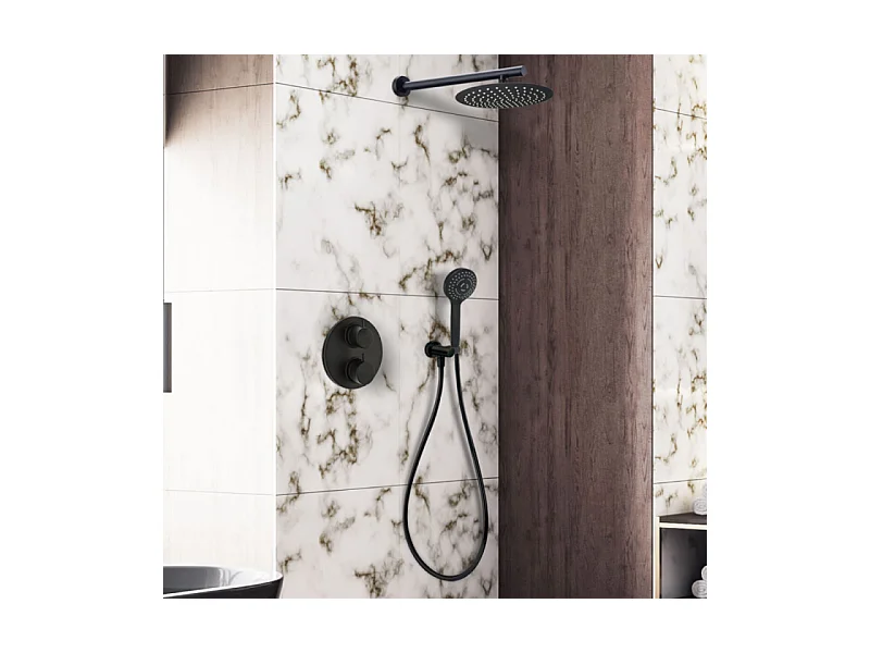 Colonne de douche encastrée ronde PAINI Ruby Noir Mat