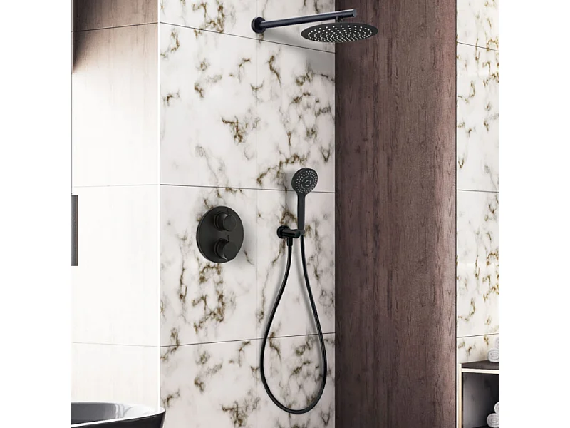 Colonne de douche encastrée ronde PAINI Ruby Noir Mat