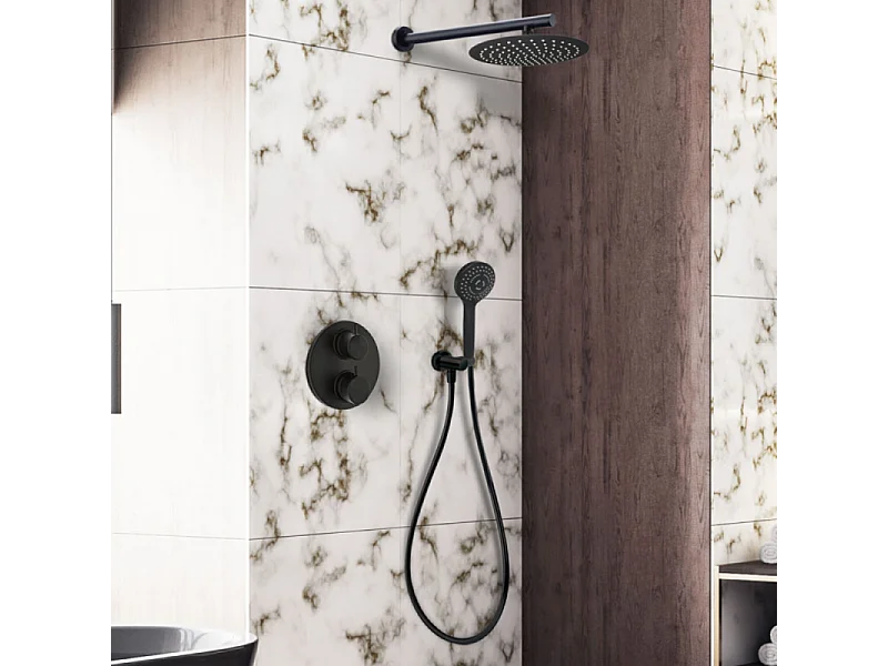 Colonne de douche encastrée ronde PAINI Ruby Noir Mat