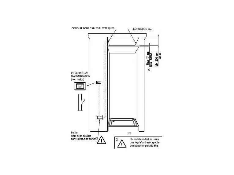 Païni : Ensemble thermostatique à encastrer Rain Light Techno Cromo