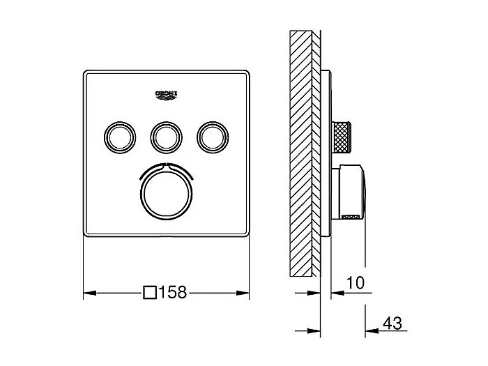 Colonne de douche encastrée thermostatique GROHE Grotherm SmartControl Douchette Euphoria Cube chromé