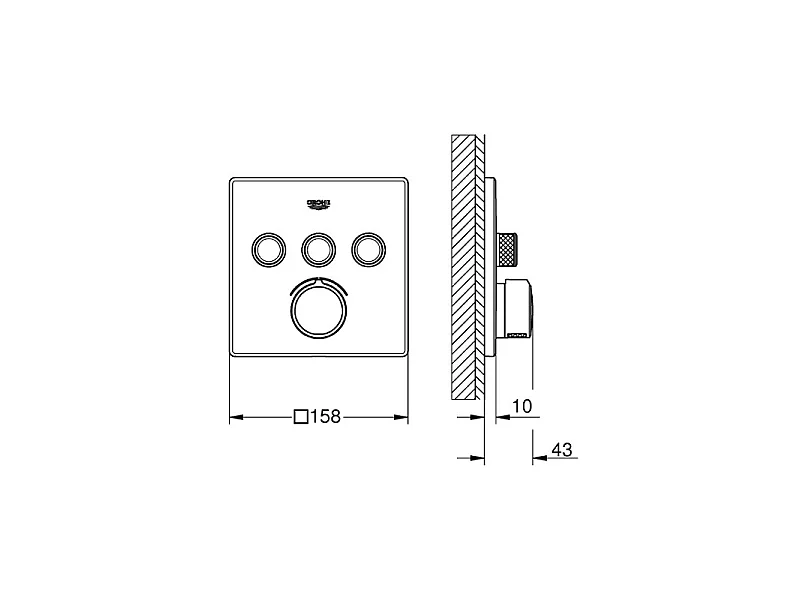 Columna de ducha empotrada termostática GROHE Grotherm SmartControl con teleducha cromada Euphoria Cube
