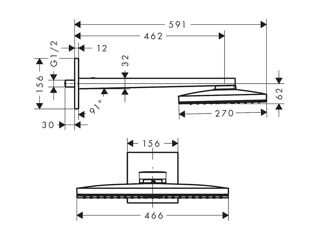 HANSGROHE Douche de tête Rainmaker Select 460 1 jet avec bras de douche blanc chromé