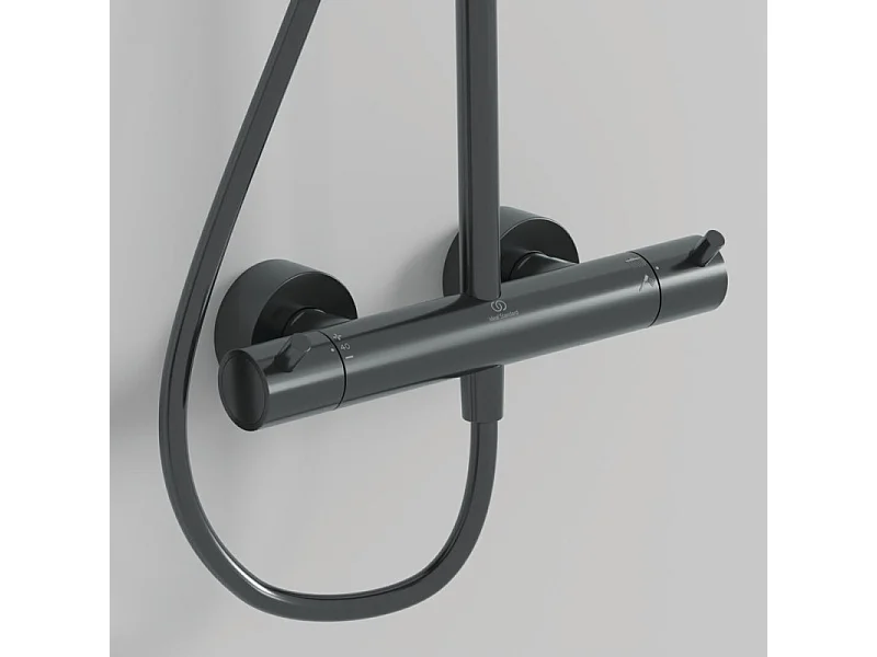 Colonne de douche thermostatique IDEAL STANDARD Ceratherm T125 gris magnétique + microfibre