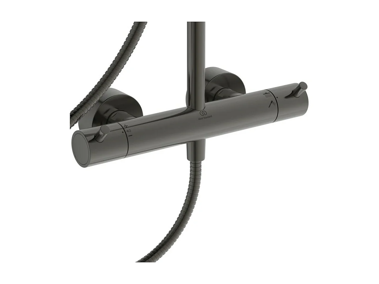 Colonne de douche thermostatique IDEAL STANDARD Ceratherm T125 gris magnétique + microfibre