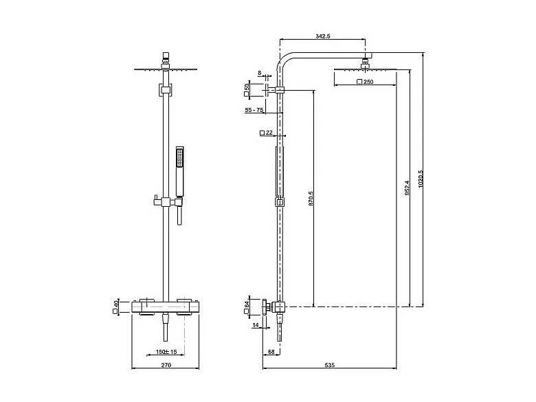 Païni - Colonne de douche Tank 250 x 250 Païni