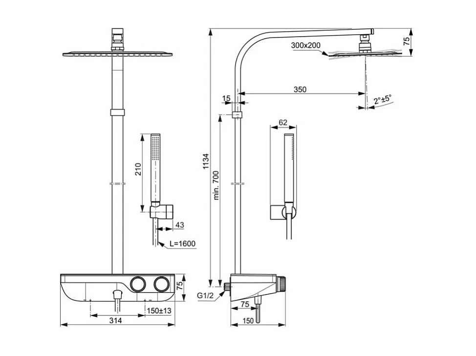 Colonne douche thermostatique IDEAL STANDARD stick Ceratherm S200 + Nettoyant BRIOCHIN Ecocert