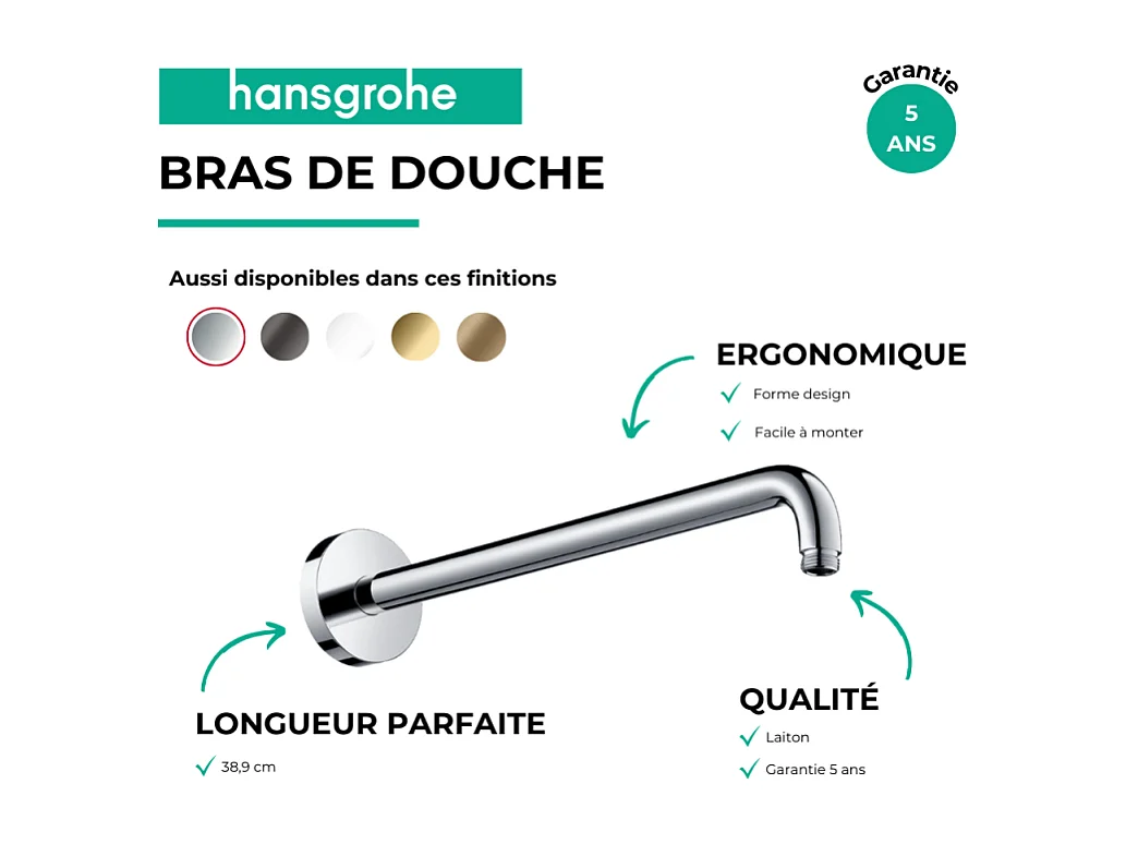 Bras de douche HANSGROHE M 38,9 cm Bronze brossé