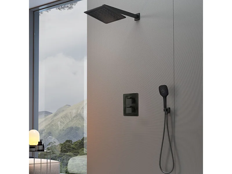 Colonne de douche encastrée carré PAINI Ruby Noir Mat