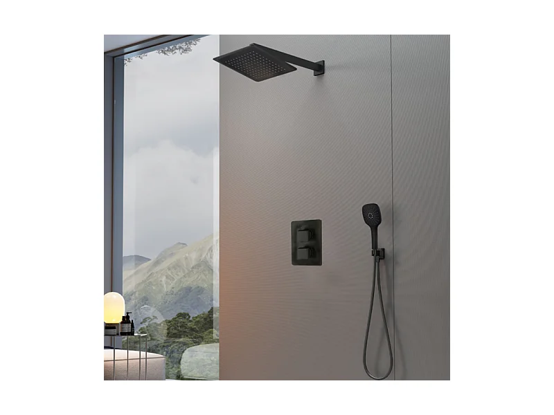 Colonne de douche encastrée carré PAINI Ruby Noir Mat