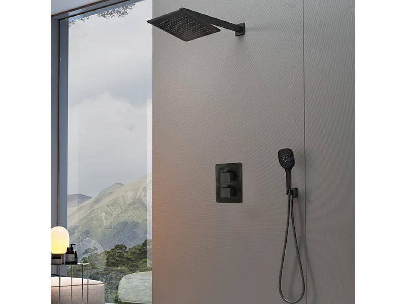 Colonne de douche encastrée carré PAINI Ruby Noir Mat