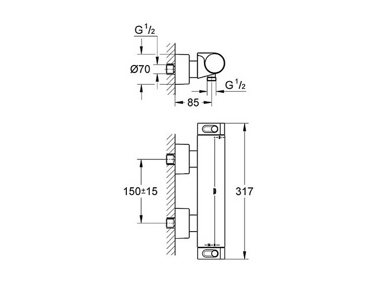 GROHE - Grohtherm 2000 Mezclador termostático de 1/2" con set de ducha de 4 chorros