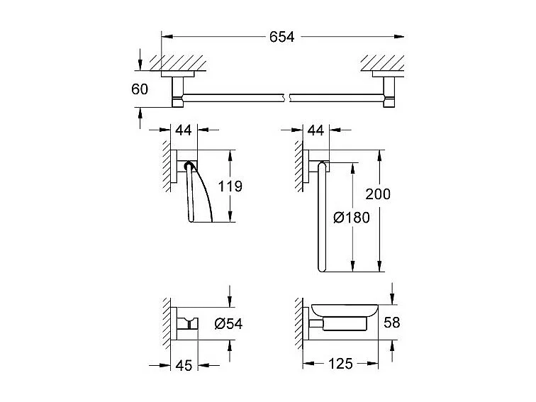 GROHE - Set accessoires Essentials 40344001, chrome