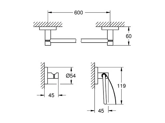 GROHE - Juego de accesorios Essentials 40775001, cromado