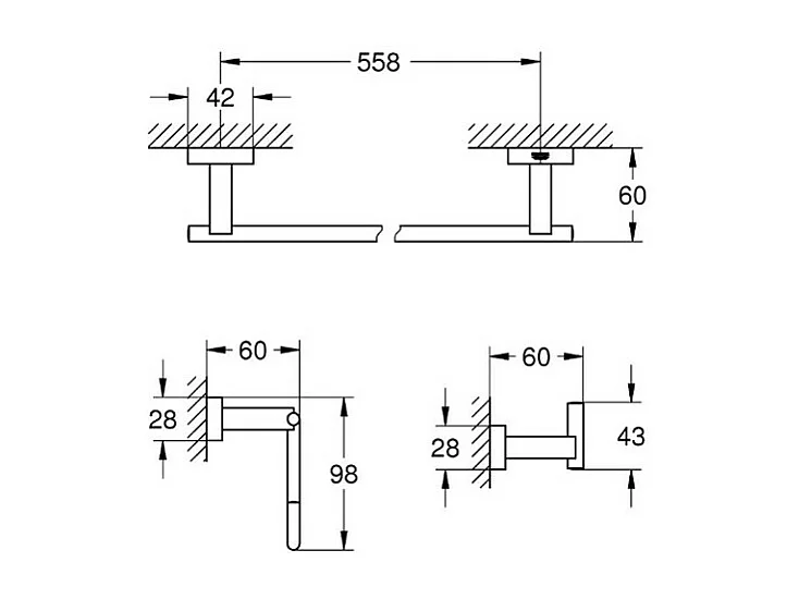 GROHE - Set d'accessoires Eessentials Cube, 40777001, chrome