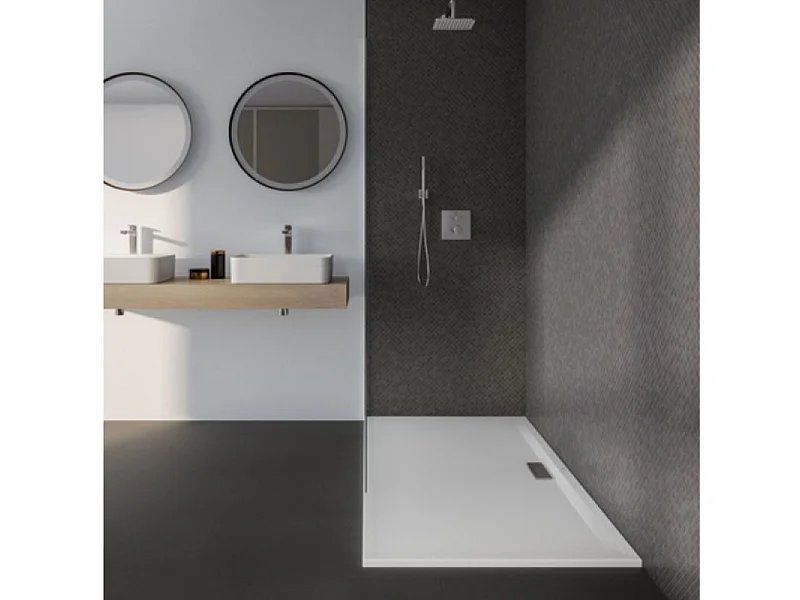 IDEAL STANDARD Receveur antidérapant 100 X 80 Ultra Flat New acrylique rectangle blanc bonde incluse