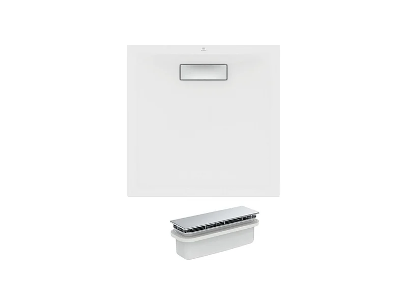 IDEAL STANDARD Receveur antidérapant 100 X 100 Ultra Flat New acrylique carre blanc bonde incluse