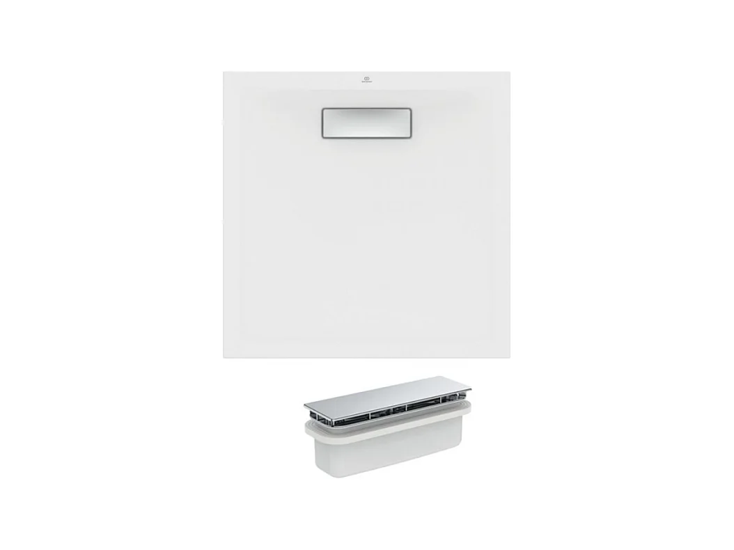 IDEAL STANDARD Receveur antidérapant 100 X 100 Ultra Flat New acrylique carre blanc bonde incluse