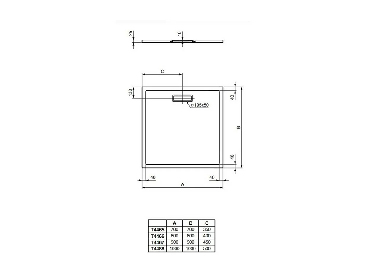 IDEAL STANDARD Receveur  80 X 80 Ultra Flat New acrylique carre blanc mat bonde incluse