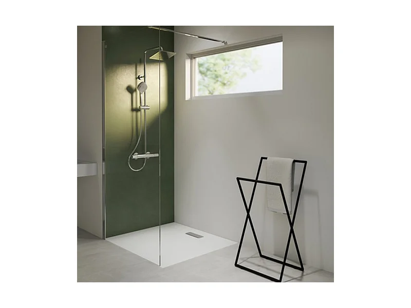 IDEAL STANDARD Receveur  80 X 80 Ultra Flat New acrylique carre blanc mat bonde incluse