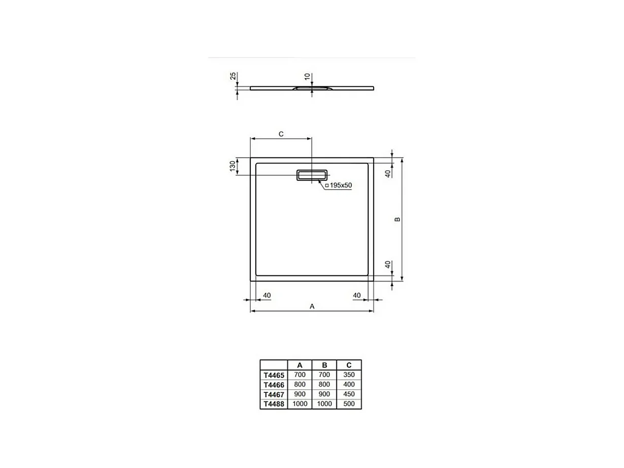 IDEAL STANDARD Receveur  80 X 80 Ultra Flat New acrylique carre blanc mat bonde incluse