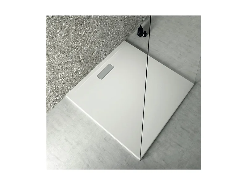 IDEAL STANDARD Receveur  80 X 80 Ultra Flat New acrylique carre blanc mat bonde incluse